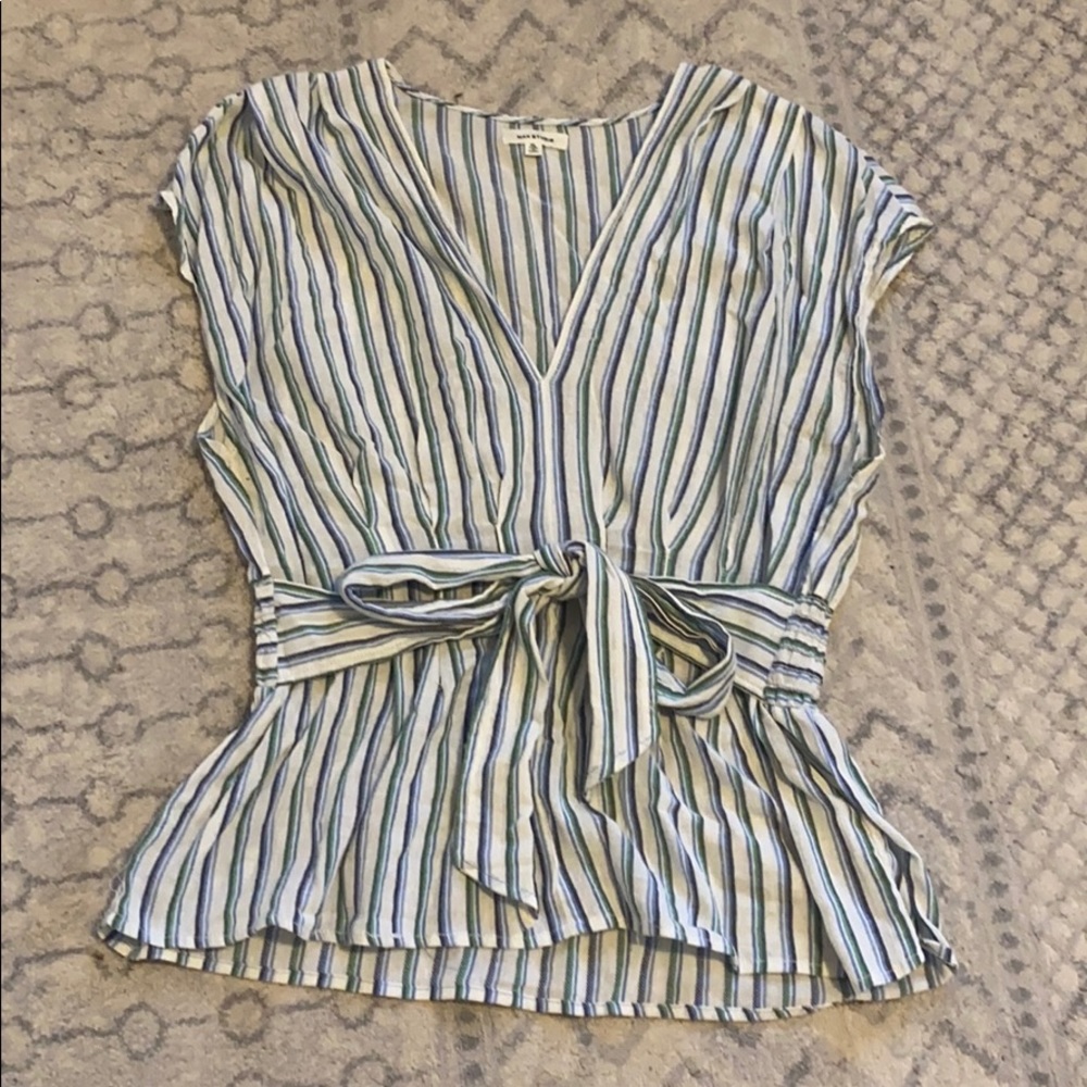 Max Studio Short Sleeve Waist Tie Blouse Size XL